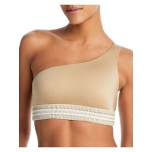 PEIXOTO Women's Gold Embroidered Metallic Zoni One Shoulder Swimsuit Top XL